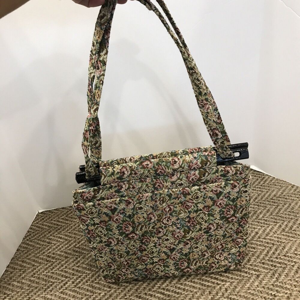 Toby Weston Tapestry Purse Floral Knitting Handbag Tote Bag Made in USA EUC